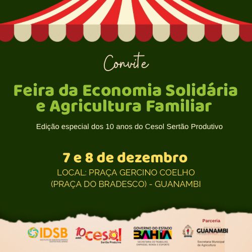 Guanambi ter Feira da Economia Solidria e Agricultura Familiar 